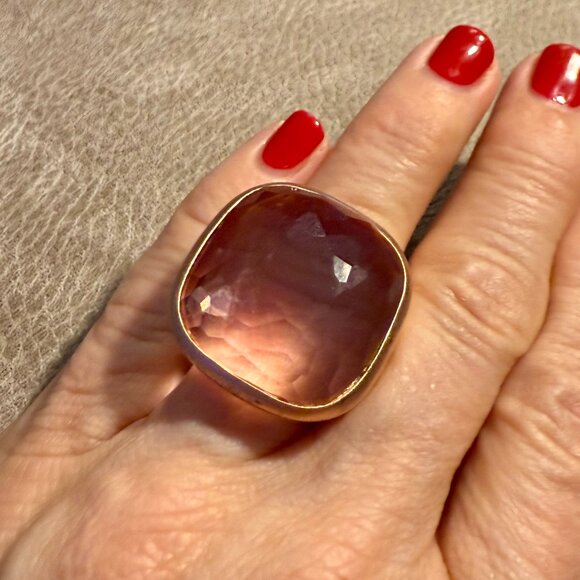 Fabulous imposter Pomellato ring huge stone, rose gold tone band size 7 - Picture 6 of 9